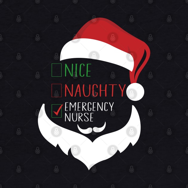 Nice Naughty Emergency Nurse Funny Christmas Nurse by WildFoxFarmCo